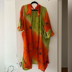 Kantha Bae oversized silk button down tunic